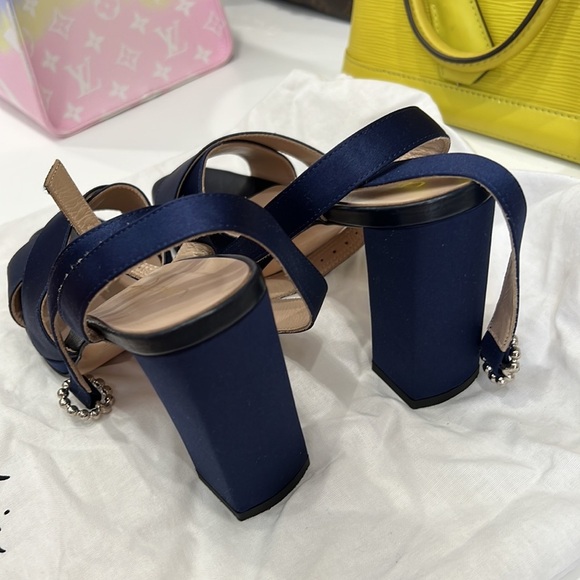 NEW Navy Tina Marie Block Heel Sandals - Picture 6 of 15